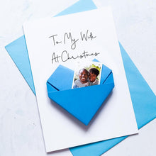 Load image into Gallery viewer, Personalised To My Wife Christmas Card: Origami Heart Photo Keepsake