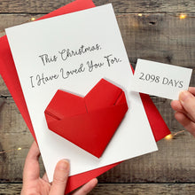 Load image into Gallery viewer, Personalised Christmas Days Card: Origami Heart Keepsake - For Husband, Wife, Partner, Days Of Love