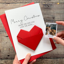 Load image into Gallery viewer, Personalised Happy Christmas Cat Card, Origami Heart From the Cat - Keepsake Gift for Pet Parent