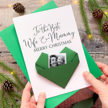 Load image into Gallery viewer, Personalised Christmas Card for Wife &amp; Mummy, Origami Heart Keepsake Gift