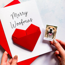 Load image into Gallery viewer, Personalised Happy Christmas Dog Card, Origami Heart From the Dog - Keepsake Gift for Pet Parent