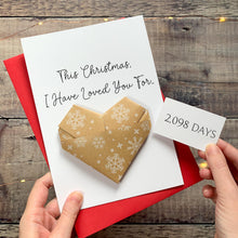Load image into Gallery viewer, Personalised Christmas Days Card: Origami Heart Keepsake - For Husband, Wife, Partner, Days Of Love