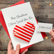 Load image into Gallery viewer, Personalised Christmas Days Card: Origami Heart Keepsake - For Husband, Wife, Partner, Days Of Love