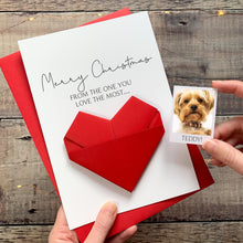 Load image into Gallery viewer, Personalised Happy Christmas Cat Card, Origami Heart From the Cat - Keepsake Gift for Pet Parent