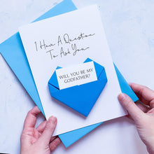 Load image into Gallery viewer, Be My Godparents Proposal Card, Origami Heart, Handmade Keepsake Gift for Godmother, Godfather, Guideparent, Special Question, Will You Be