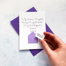 Load image into Gallery viewer, Husband Birthday Card, Sentimental Birthday Card, Romantic Card, With Verse, With Poem, Birthday card for Husband, Personalised Husband Card