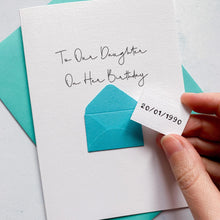Load image into Gallery viewer, Daughter Birthday Card - Personalised Handmade Keepsake With Bright Coloured Envelope