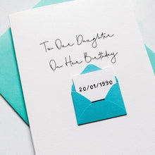 Load image into Gallery viewer, Daughter Birthday Card - Personalised Handmade Keepsake With Bright Coloured Envelope