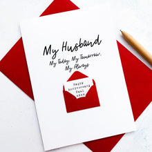 Load image into Gallery viewer, Personalised Anniversary Card For Husband, Wedding Anniversary Keepsake Gift, Hidden Message, Romantic Card For Him