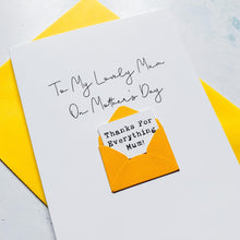 Load image into Gallery viewer, Lovely Mum on Mother's Day Card, Personalised Mother's Day Card, Card for Mum, Mothering Sunday, Mother's Day UK, Mum on Mother's Day