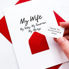 Load image into Gallery viewer, Personalised Anniversary Card For Wife, Wedding Anniversary Gift, Romantic Keepsake For Her