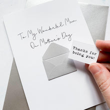Load image into Gallery viewer, Wonderful Mum on Mother's Day Card, Personalised Mother's Day Card, Card for Mum, Mothering Sunday, Mother's Day UK, Mum on Mother's Day