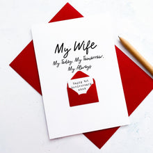 Load image into Gallery viewer, Personalised Anniversary Card For Wife, Wedding Anniversary Gift, Romantic Keepsake For Her