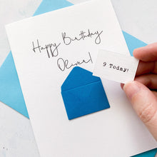 Load image into Gallery viewer, 9th Birthday Card, 9 Year Old, Personalised, Any Name, Birthday Card for boy, cute birthday card, handmade card, 3D Card, son Birthday