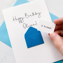 Load image into Gallery viewer, 9th Birthday Card, 9 Year Old, Personalised, Any Name, Birthday Card for boy, cute birthday card, handmade card, 3D Card, son Birthday