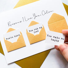 Load image into Gallery viewer, Personalised Reasons I Love You Card, Husband Valentine's Day Card, Boyfriend Valentine's Day Card, Valentine's Day card for Wife