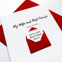 Load image into Gallery viewer, Personalised Wife Birthday Card - Handmade Keepsake With Custom Envelope Colours