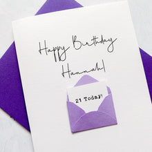 Load image into Gallery viewer, 21st Birthday Card, 21 Year Old, Personalised, Any Name, Birthday Card for female, cute birthday card, handmade, 3D Card, daughter Birthday