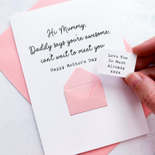 Load image into Gallery viewer, From the Bump Mother's Day Card, Keepsake Gift Mummy to Be, Secret Message from Baby, Handmade Personalised Card