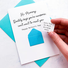 Load image into Gallery viewer, From the Bump Mother's Day Card, Keepsake Gift Mummy to Be, Secret Message from Baby, Handmade Personalised Card