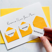 Load image into Gallery viewer, Personalised Reasons I Love You Mom Card, Mom Mother's Day Card, Card for mom, Mother's Day card for Mommy, Mothering Sunday card, To My Mom
