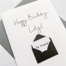 Load image into Gallery viewer, 70th Birthday Card, 70 Year Old, Personalised, Any Name, Birthday Card for female, cute birthday card, handmade, 3D Card, wife Birthday