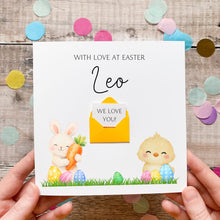 Load image into Gallery viewer, Personalised Easter Card, Card for Grandson, For Granddaughter, Easter Bunny, Happy Easter, Cute Easter Hunt Gift, With Love At Easter