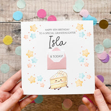 Load image into Gallery viewer, Granddaughter Birthday Card, Personalised Cake Birthday Card, For Little Girl, Cute Card for Her, Birthday Gift, Any Age, Confetti Cake