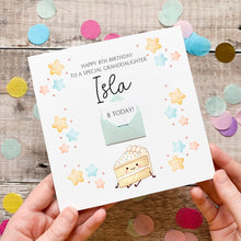 Load image into Gallery viewer, Granddaughter Birthday Card, Personalised Cake Birthday Card, For Little Girl, Cute Card for Her, Birthday Gift, Any Age, Confetti Cake