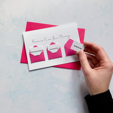 Load image into Gallery viewer, Personalised Reasons I Love You Mummy Card, Mummy Mother's Day Card, Card for mummy, Mother's Day card for Mummy, Mother's Day from children