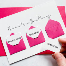 Load image into Gallery viewer, Personalised Reasons I Love You Mummy Card, Mummy Mother's Day Card, Card for mummy, Mother's Day card for Mummy, Mother's Day from children