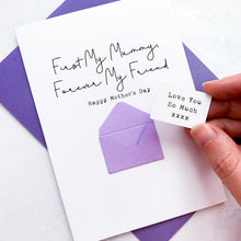 Load image into Gallery viewer, My Mummy My Friend Mother's Day Card, Keepsake Gift from Newborn, Secret Message from Baby, Handmade Personalised Card