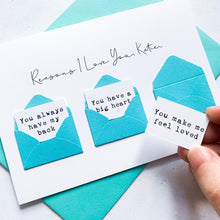 Load image into Gallery viewer, Personalised Reasons I Love You Card, Husband Anniversary Card, Boyfriend Anniversary Card, Anniversary card for Wife, I love you