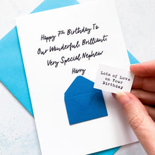 Load image into Gallery viewer, Our Very Special Nephew Birthday Card, Any Age, Son Birthday Card, Male Birthday Card, Birthday card for him, Personalised Card, For Nephew
