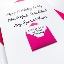 Load image into Gallery viewer, Very Special Mum Birthday Card, Mum Birthday Card, Female Birthday Card, Birthday card for her, Personalised Card, For Her