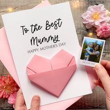 Load image into Gallery viewer, Personalised My Mummy Mother's Day Card: Origami Heart Photo Keepsake Gift