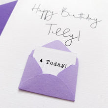 Load image into Gallery viewer, 4th Birthday Card, 4 Year Old, Personalised, Any Name, Birthday Card for girl, cute birthday card, handmade, 3D Card, daughter Birthday