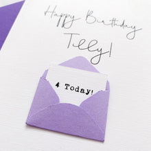 Load image into Gallery viewer, 4th Birthday Card, 4 Year Old, Personalised, Any Name, Birthday Card for girl, cute birthday card, handmade, 3D Card, daughter Birthday