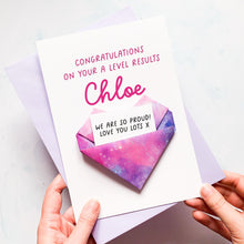Load image into Gallery viewer, Personalised Exam Results Card – Handmade Origami Heart – GCSE &amp; A Level Congratulations Gift