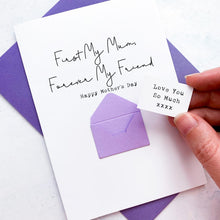 Load image into Gallery viewer, My Mum My Friend Mother's Day Card, Keepsake Gift from Daughter, Son, Handmade Personalised Card, Mothering Sunday
