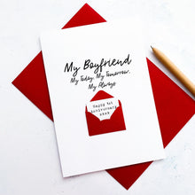 Load image into Gallery viewer, Personalised Anniversary Card For Boyfriend, Sentimental Romantic Keepsake Gift For Him