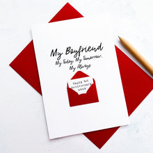 Load image into Gallery viewer, Personalised Anniversary Card For Boyfriend, Sentimental Romantic Keepsake Gift For Him