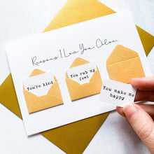 Load image into Gallery viewer, Personalised Reasons I Love You Card, Husband Anniversary Card, Boyfriend Anniversary Card, Anniversary card for Wife, I love you