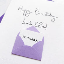 Load image into Gallery viewer, 12th Birthday Card, 12 Year Old, Personalised, Any Name, Birthday Card for girl, cute birthday card, handmade, 3D Card, daughter Birthday