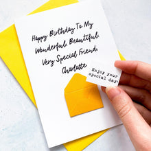 Load image into Gallery viewer, Personalised Very Special Friend Birthday Card, Handmade Keepsake Gift For Her, Personalised Custom Greeting Card, Milestone, Female Friend