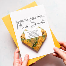 Load image into Gallery viewer, Personalised Thank You Teacher Card – Handmade Keepsake Gift With Origami Heart