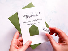 Load image into Gallery viewer, Personalised Birthday Card for Husband, Romantic Card for Him, Handmade Husband Birthday Card, For Partner, Special Card for Husband