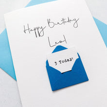 Load image into Gallery viewer, 3rd Birthday Card, 3 Year Old, Personalised, Any Name, Birthday Card for boy, cute birthday card, handmade card, 3D Card, son Birthday