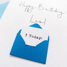 Load image into Gallery viewer, 3rd Birthday Card, 3 Year Old, Personalised, Any Name, Birthday Card for boy, cute birthday card, handmade card, 3D Card, son Birthday