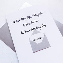 Load image into Gallery viewer, To Our Daughter &amp; Son-In-Law on her Wedding Day Card, Wedding Card for daughter, For Couple, On your wedding day card, Congratulations Card